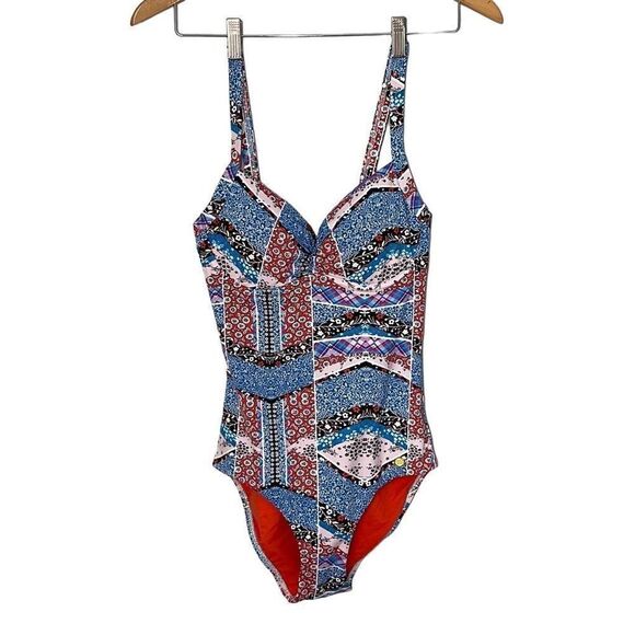 Sunseeker Australia Women's One Piece Swimsuit Blue White Red Patchwork 
Bohemia - Picture 1 of 11